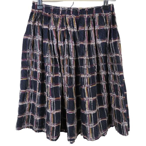 Vintage Silk Blue Geo Patterned Skirt - Women's M - Picture 1 of 5